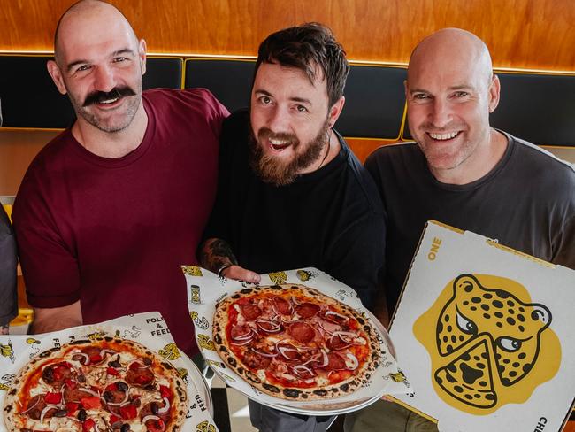 First look inside the new Sneaky Cheetah pizza shop in Campbelltown.  Photos: Alex van de LooGroup shot L-R:Tim AndersonNicholas GenoveseAnthony MitoloMark McInerneyJoe Anderson