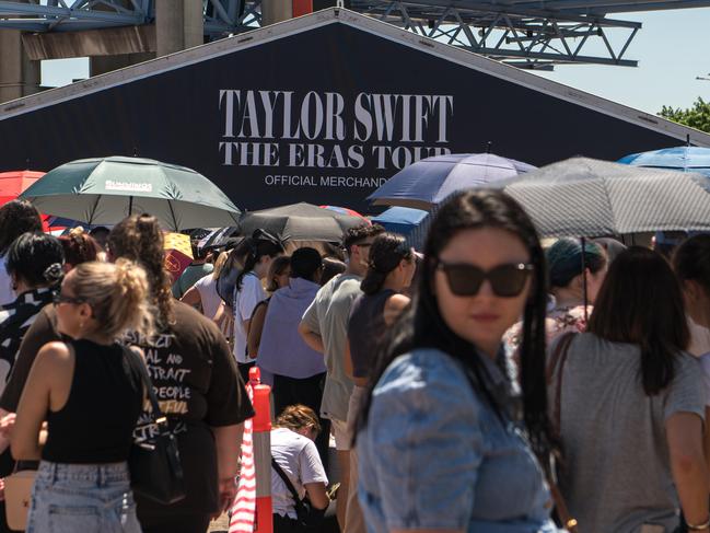 SYDNEY, AUSTRALIA - NewsWire Photos, FEBRUARY 02, 2024 : Taylor Swift fans are purchasing merchandise in anticipation of her upcoming massive sold-out concert at Sydney's Accor Stadium.Picture: NCA NewsWire / Flavio Brancaleone