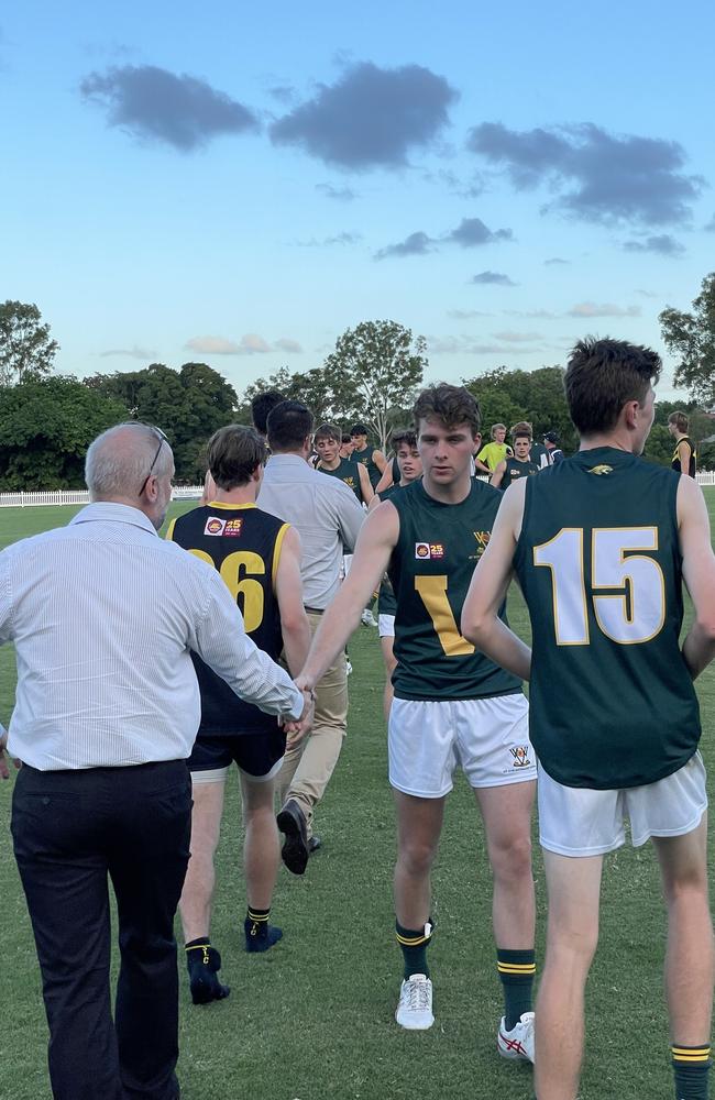 Handshakes after an entertaining AIC clash.