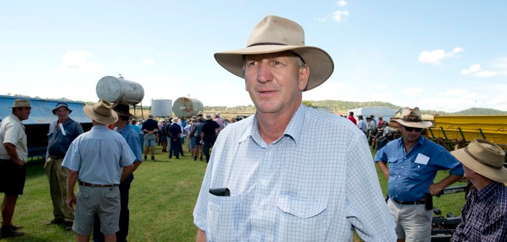 Denis Wagner explains the trajectory of the growing Wellcamp Airport runway. “We’ve started stripping the topsoil... ready for filling,” he said. Picture: Nev Madsen