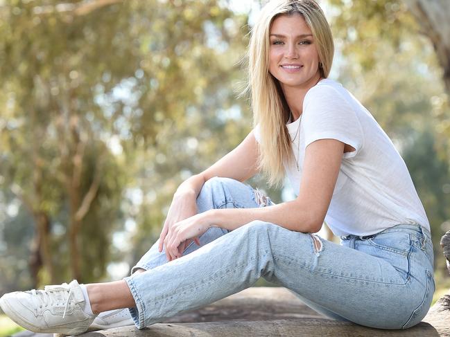 Amy Pejkovic is an ambassador for a campaign to eliminate the stigma around periods. She is at Westerfolds Park, Templestowe, Melbourne. Picture: Josie Hayden