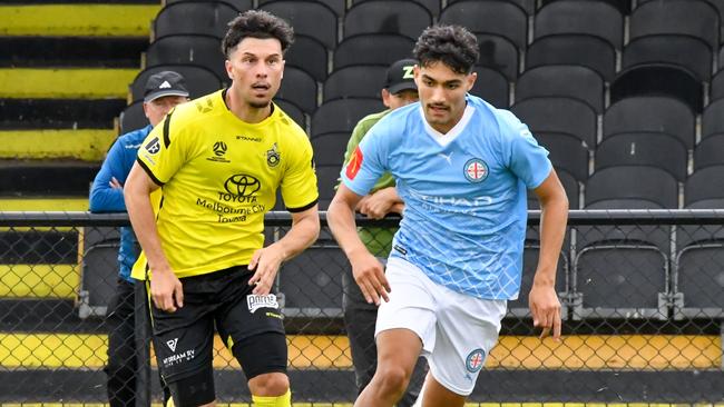 Leo Mazis in action for Heidelberg United. Picture: Sally Tsalikidis