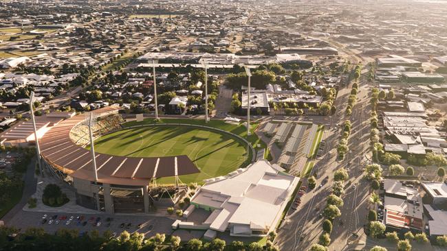 AFL Cairns has completed its masterplan to transform Cazalys into a 20,000-seat stadium and an international sporting precinct. Image: Cox Architecture