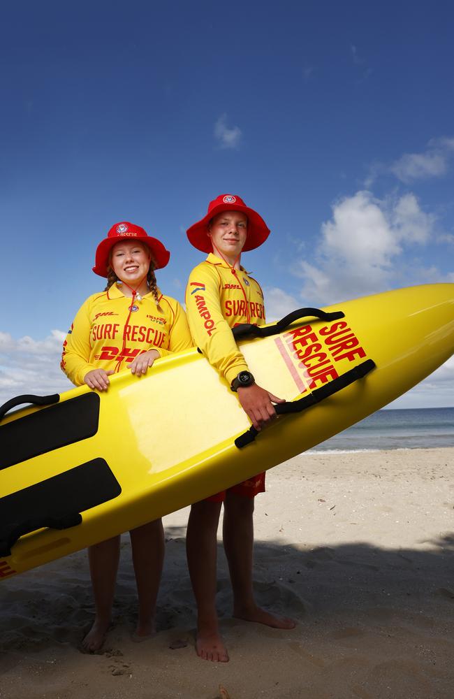 Siblings Chloe Webb 16 and Thomas Webb 14 of Kingston Beach Surf Life Saving Club will be on patrol Boxing Day at Kingston Beach. Picture: Nikki Davis-Jones