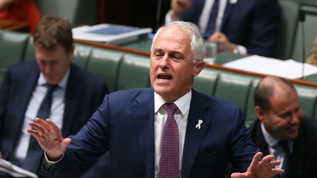 PM Malcolm Turnbull in Question Time in the House of Representatives Chamber, at Parliament House in Canberra. Picture Kym Smith