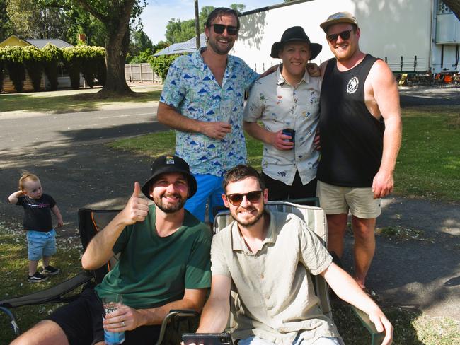 The Gippsland Beer Fest in Tinamba on Saturday, November 16, 2024: Nick Freshwater, Patrick St John, Jake St John, Robert Gatter and Jeremy Woodward. Picture: Jack Colantuono