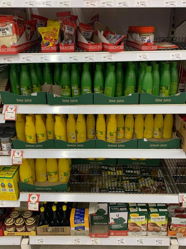 Bottled lemon juice at Coles Broadway, Sydney. Picture: Supplied