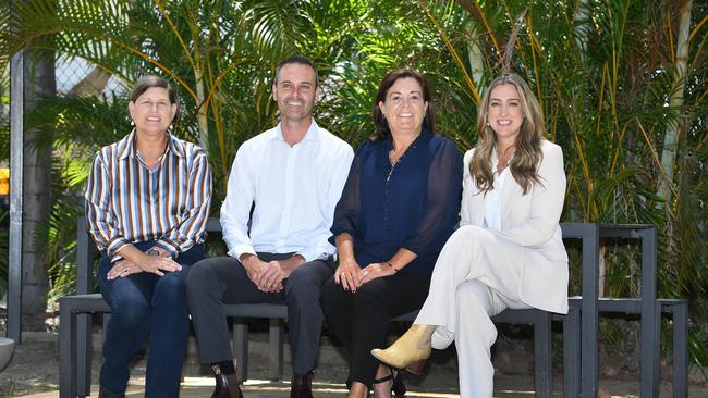 Townsville MPs Janelle Poole, Adam Bailie, Natalie Marr and the Minister for Youth Justice Laura Gerber speak to the media in Townsville. Picture: Shae Beplate.