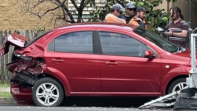 Police responded to reports of a crash that led to a person being hit by a car on Goldsmith St, near the Mackay CBD. Picture: Fergus Gregg.