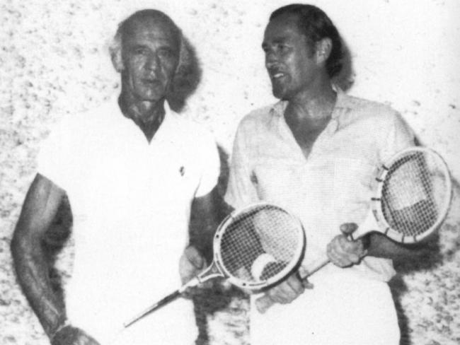 Woolcott playing squash in 1971 with then prime minister William McMahon.