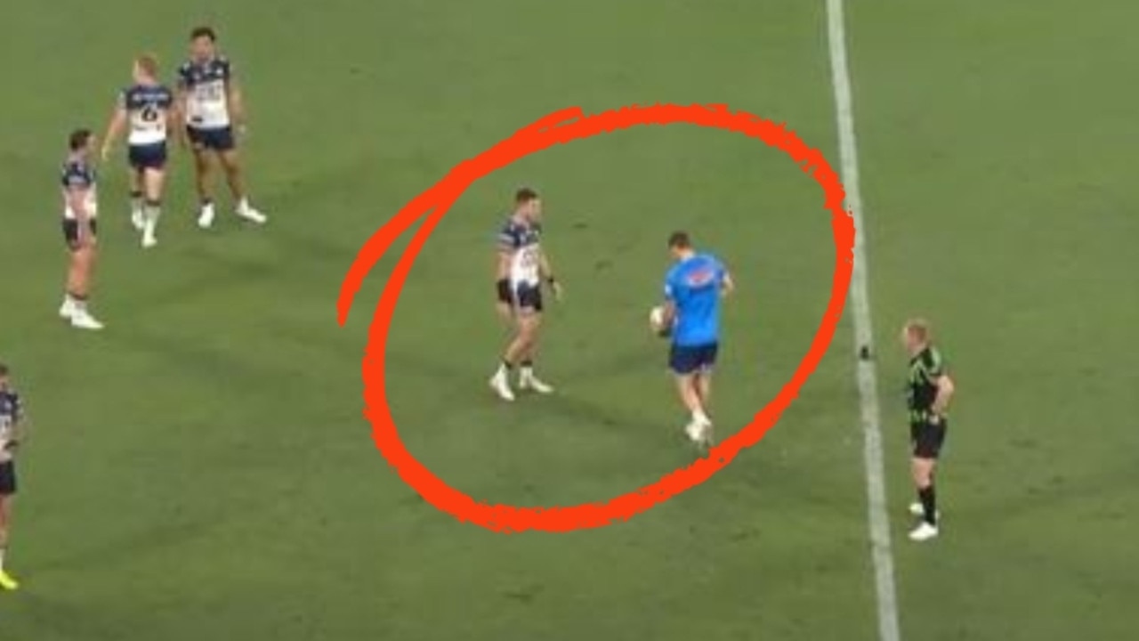 Watch: Ball tampering twist as Cowboys trainer sprung by ref
