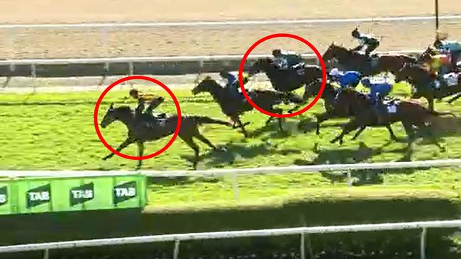 Sensational Wind (leading, circled) and Mergeila (third, circled) were both impressive in their final trial leading into their debuts at Rosehill on Saturday.