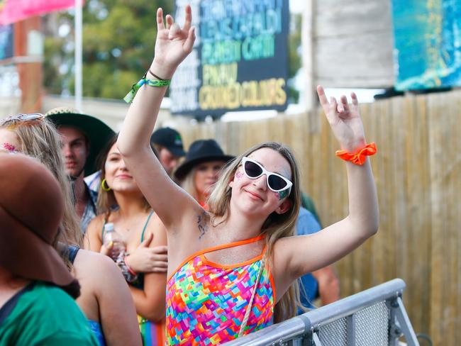 Fans having fun at the Falls Festival at Marion Bay in 2019. Picture: PATRICK GEE