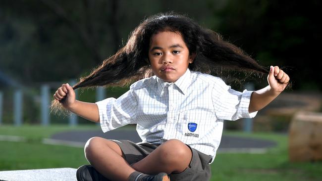 Cyrus Taniela in a play ground in Upper Caboolture. Picture: AAP, John Gass