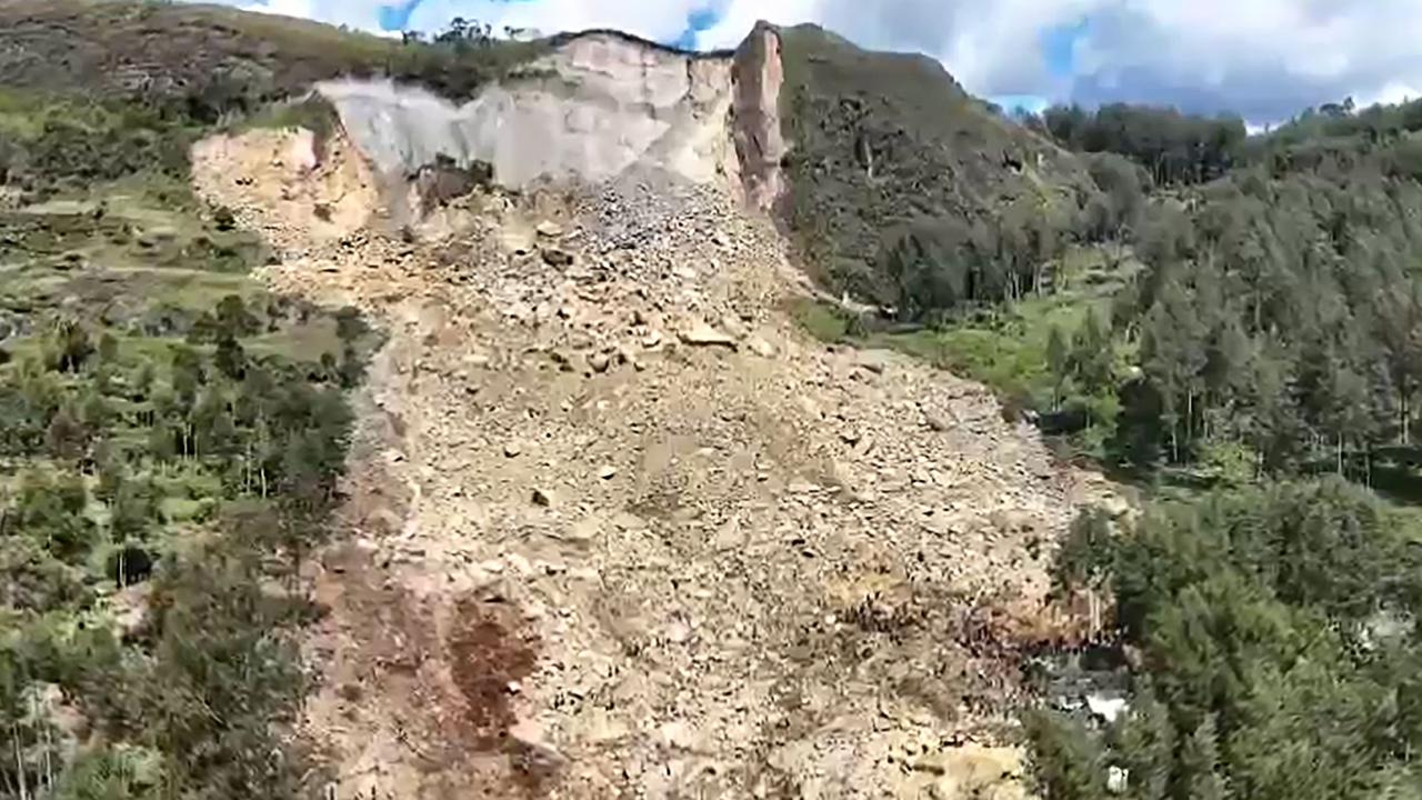 The landslide occurred when a section of Mount Mungalo collapsed. Picture: Emmanuel Eralia/ AFPTV /AFP