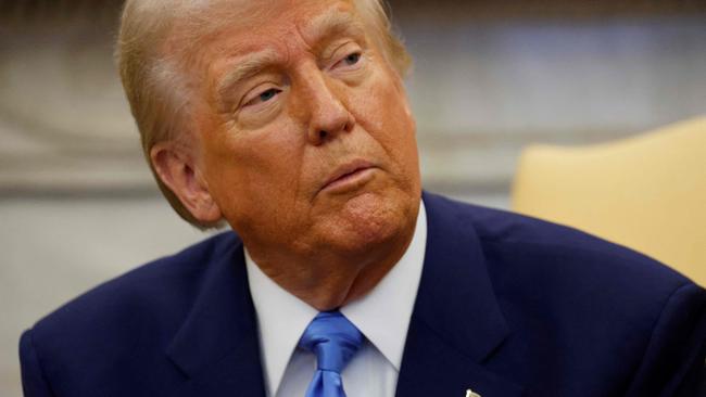 US President Donald Trump meets with French President Emmanuel Macron (out of frame) in the Oval Office of the White House in Washington, DC, on February 24, 2025. (Photo by Ludovic MARIN / POOL / AFP)