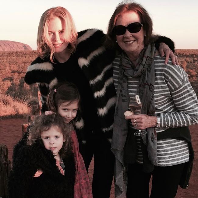 Nicole Kidman shared a touching Mother’s Day post featuring her late mum Janelle and daughters Sunday and Faith. Picture: Instagram