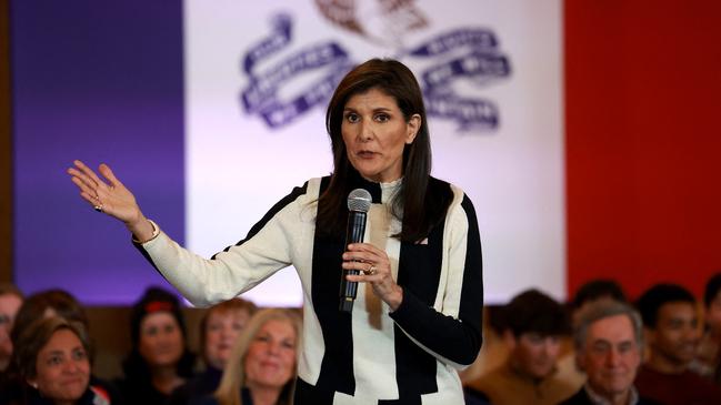 Republican presidential candidate former U.N. Ambassador Nikki Haley speaks at a campaign event at Country Lane Lodge on January 14, 2024 in Adel, Iowa. Picture: Joe Raedle/Getty Images/AFP