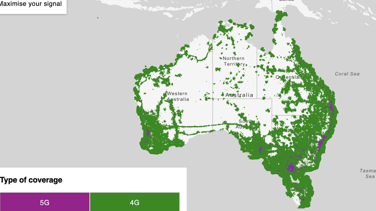 About 800,000 square kilometres of Telstra's outdoor mobile coverage is over the ocean — the telco says this is a bonus and not included in its claims.