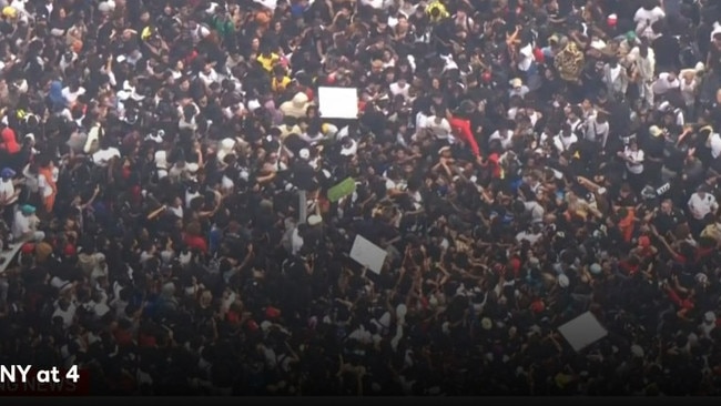 A rowdy crowd of thousands gathered around Union Square Park. Picture: NBC 4