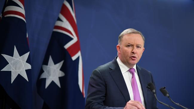 Labor leadership contender and member for Grayndler Anthony Albanese speaks to the media in Sydney, Monday, May 27, 2019. Albanese is currently running unopposed for the Labor leadership after Jim Chalmers announced he would not run. (AAP Image/Joel Carrett) NO ARCHIVING