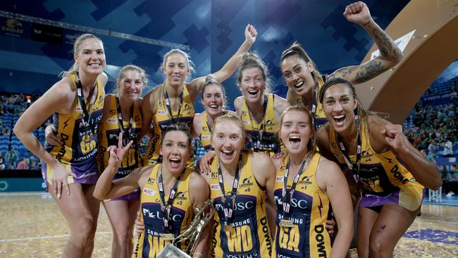 Sunshine Coast Lightning celebrate victory in the Super Netball grand final. Picture: AAP