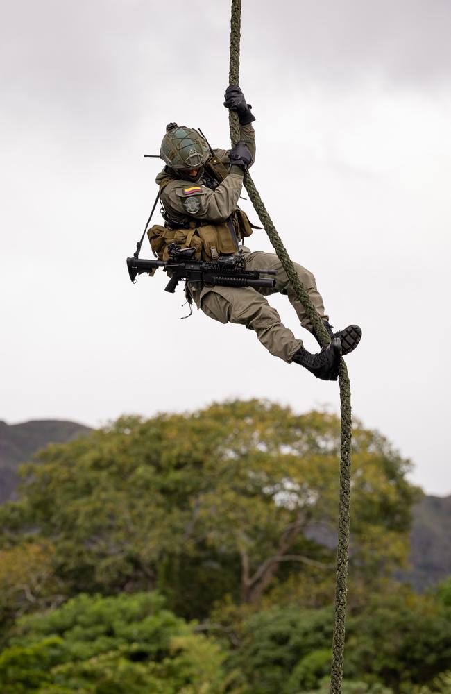 Colombian National Police at an anti-narcotics training camp southwest of Bogota named Cenop. Picture: Jason Edwards