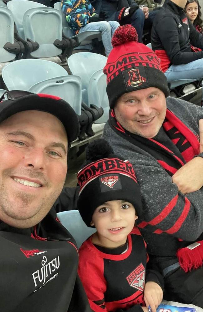 Mr Liistro passed on his love for Essendon to his son Sebastian. Picture: Supplied.