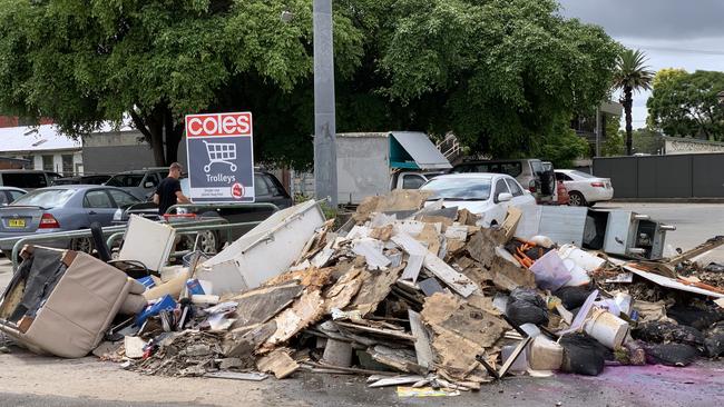 Wreckage in the Sunnyside Mall car park. Picture: Liana Walker