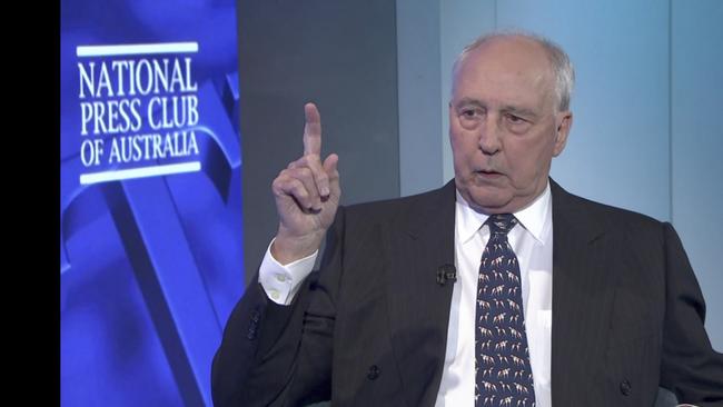 Former prime minister Paul Keating during his appearance at the National Press Club. Picture: ABC