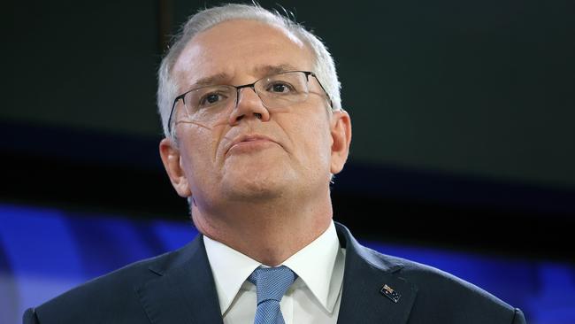 Prime Minister Scott Morrison addresses the National Press Club in Canberra on Tuesday. Picture: NCA/ Gary Ramage