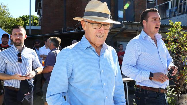 Malcolm Turnbull attends Easts Rugby Club at Woollahra in Sydney's east on Sunday on the eve of his 30th Newspoll loss. Picture: John Feder