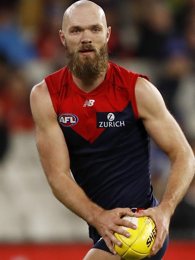 Star ruckman Max Gawn looks to send the Dees back into attack.