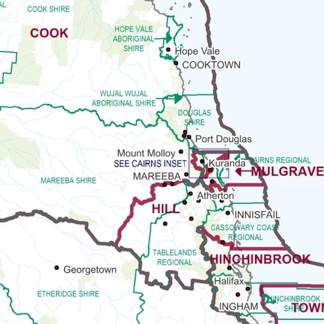 Far North state electorate boundaries. Source: Electoral Commission Queensland.