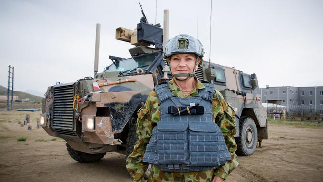 Pauline Hanson equipped for her journey into Afghanistan. Picture: ADF