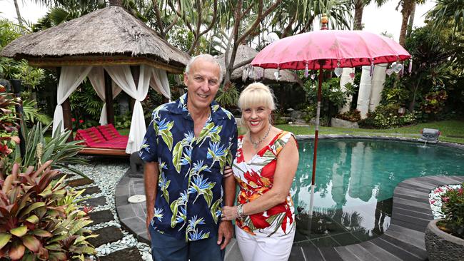 Rene and Carolyn Hundscheidt in their Bali-inspired oasis in Sunnybank Hills. Picture: Annette Dew