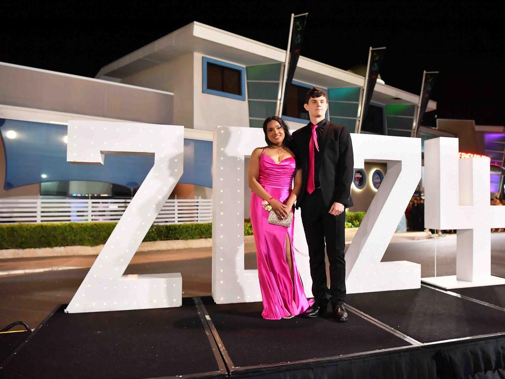 Koopah Nooroa & Talayla Rasmussen at Xavier Catholic College year 12 formals. Picture: Patrick Woods.
