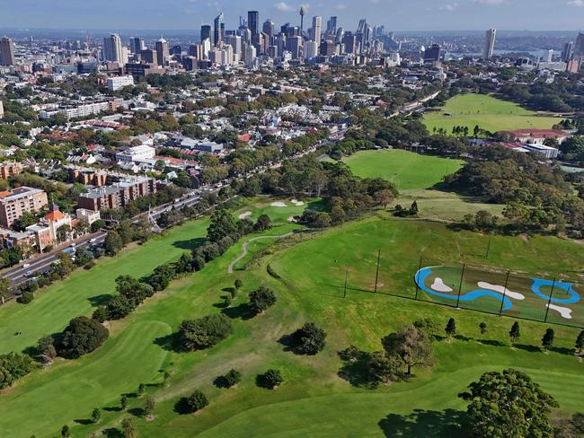 The Minns government wants to cut Moore Park Golf Course in half to deliver new public space. Picture: Sam Ruttyn