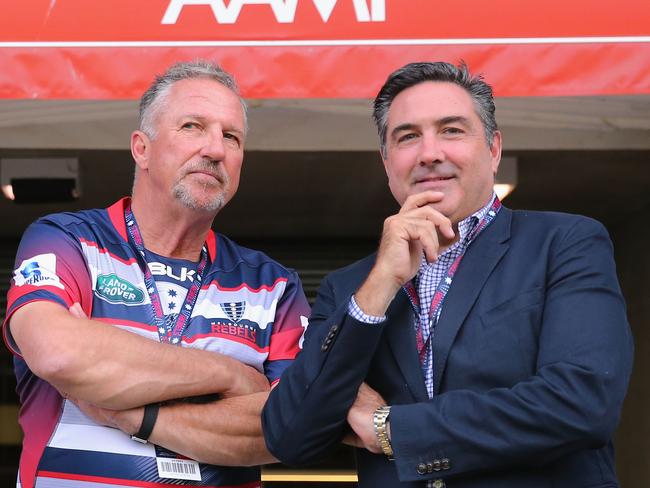 Rebels owner Andrew Cox (R) with England cricket legend Ian Botham.