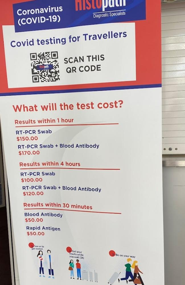 Histopath previously charged $150 for an express Covid test at the airport. Picture: news.com.au