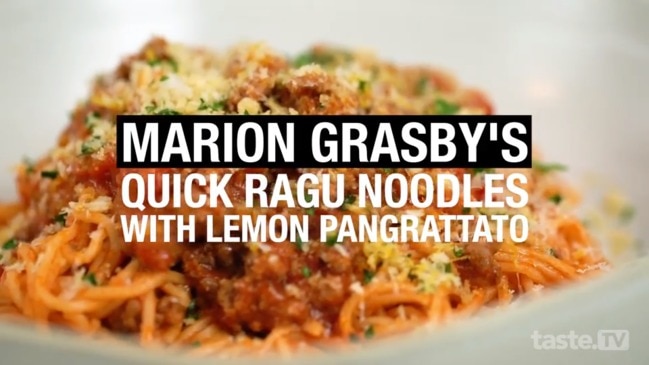 Marion Grasby's quick ragu noodles with lemon pangrattato