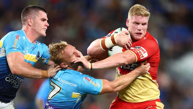 Dolphins prop Tom Flegler is in serious doubt for Origin I. Picture: Chris Hyde/Getty Images