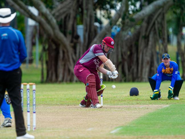 Palmerston’s Hamish Martin took his first top grade five-wicket haul in Palmerston colours against Nightcliff last round. He also smashed 60 off 70 balls in a big win for the Power. Picture: Che Chorley