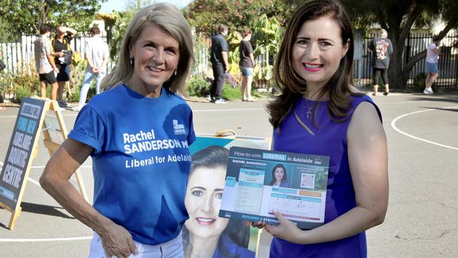 Rachel Sanderson at Prospect Primary with Julie Bishop during the State election – former MP Sanderson is one of two Liberal Party members at Prospect council. Picture: Dean Martin