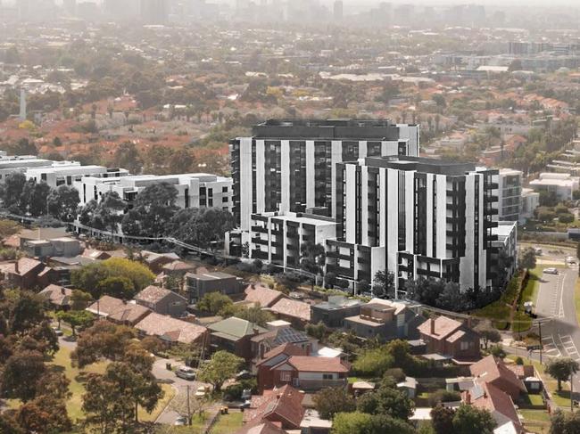 An artist's impression of the two towers proposed for a prime Port Melbourne site.