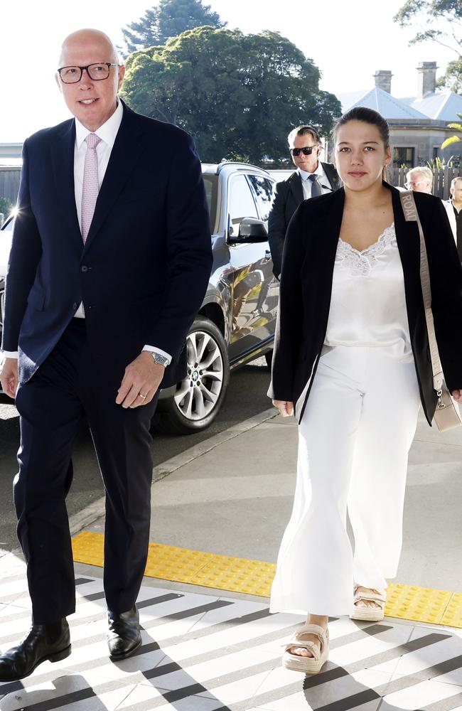 Mr Dutton’s daughter Rebecca joined him for a second day on the campaign trail. Picture: Richard Dobson / Newswire