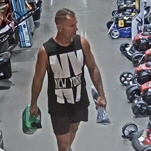 Rowan Baxter purchasing a jerry can and zip ties at Bunnings Mansfield