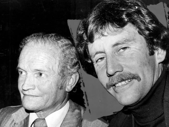 Ian Chappell with North Melbourne president Len Maddocks.