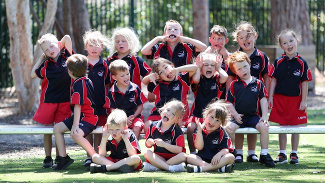 Lake Munmorah Public School know how to pull a serious funny face. Picture: Sue Graham