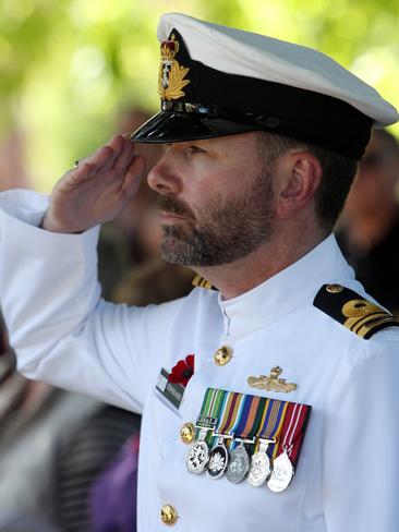 Stephen Hurd, of Navy headquarters in Tasmania, at the Launceston service. Picture: ROSS MARSDEN